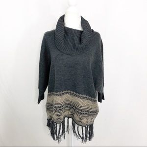 Fresh Cowl Neck Oversized Dolman 3/4 Sleeve Sweater, Size Small, Gray